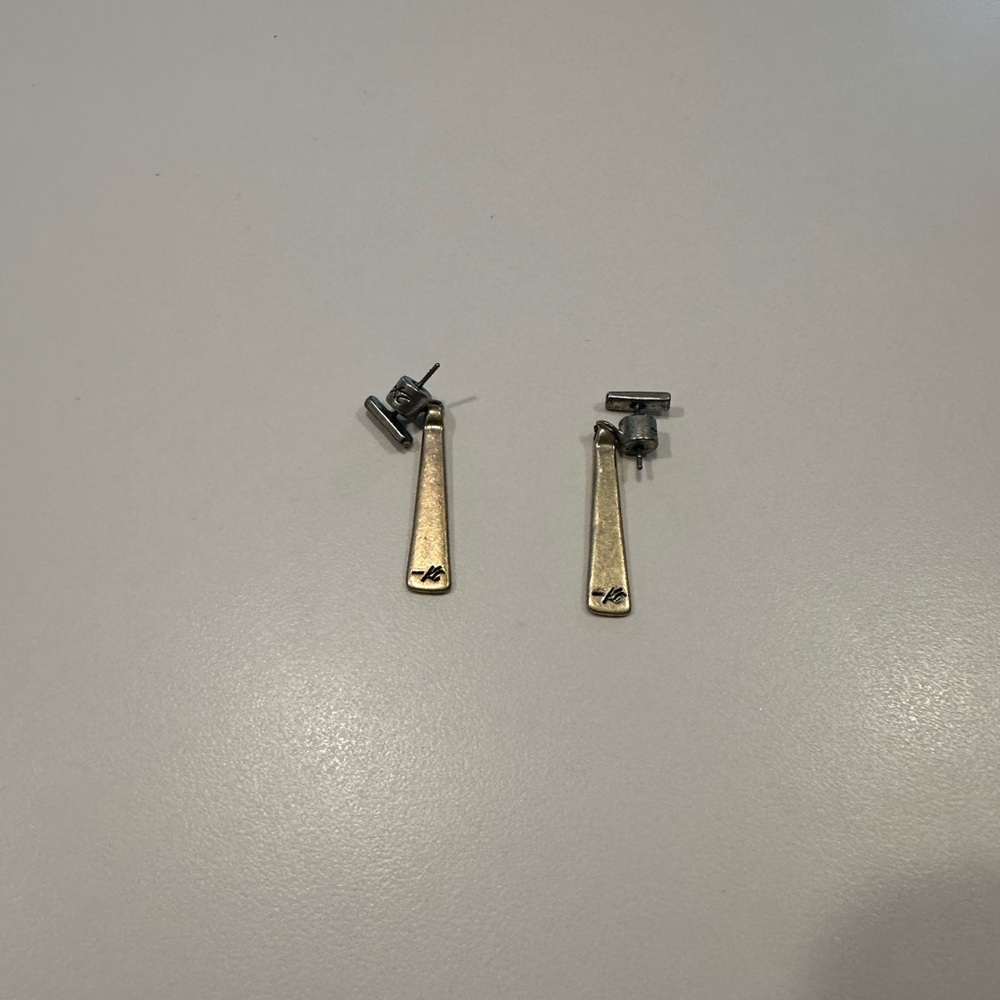 Lucky Brand Gold Tone Tapered Bar Drop Earrings